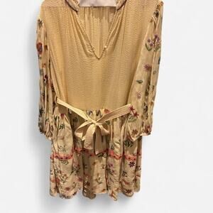 (Conditions Apply) Farm‎ House Cream & Multi-Colored Embroidery Midi Dress Sz XL